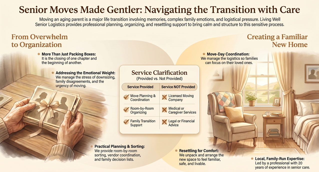 Senior moves made gentler: navigating the transition with care — an overview of planning, organizing, and resettling support from Living Well Senior Logistics